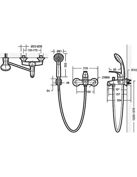 Bravat Bath Mixer With Shower Fit 7F6135188CP-B-RUS - 3