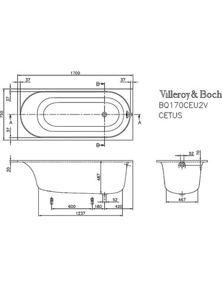 Villeroy & Boch Acrylic Bath Cetus UBQ170CEU2V-96 - 7