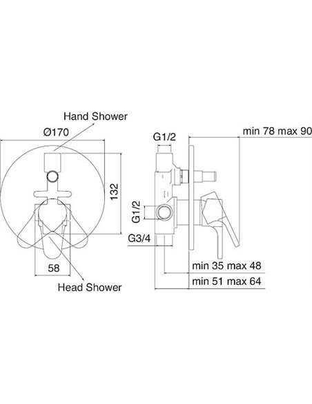 Treemme Bath Mixer With Shower Cleo 6349.CC - 4