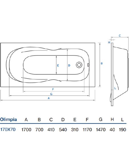 Koller Pool akrila vanna Olimpia 170x70 - 7