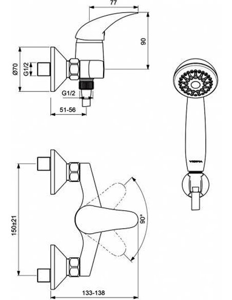 Vidima Shower Mixer Орион BA003AA - 3