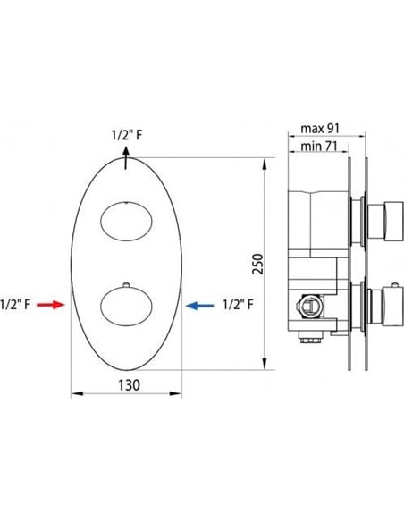 Bossini termostata jaucējkrāns dušai Oval Z006210 CR - 2