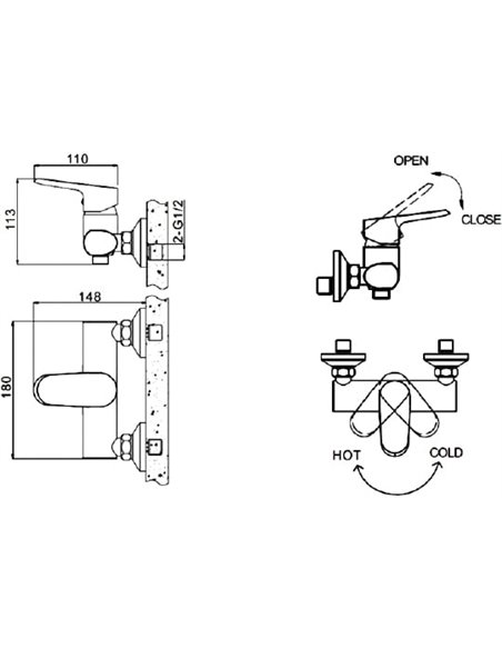 Bravat Shower Mixer Pure F9105161C-01 - 3