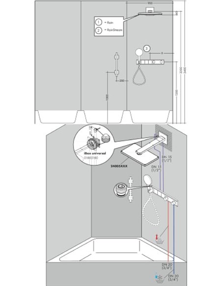 Hansgrohe termostata jaucējkrāns dušai RainSelect 15356000 - 3