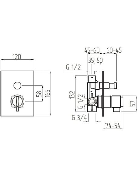 Migliore termostata jaucējkrāns dušai Kvant ML.KVT-2781 CR - 2