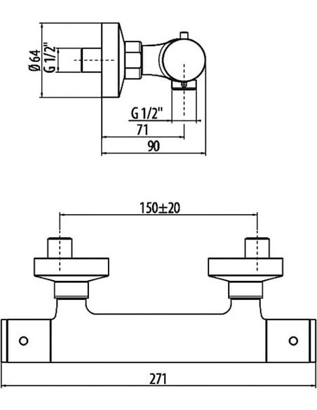 Gattoni termostata jaucējkrāns dušai Termostatici TS225C0 - 2