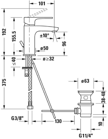 Duravit Basin Water Mixer B.1 B11010001010 - 2