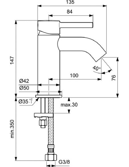 Ideal Standard Basin Water Mixer Ceraline BC268AA - 2