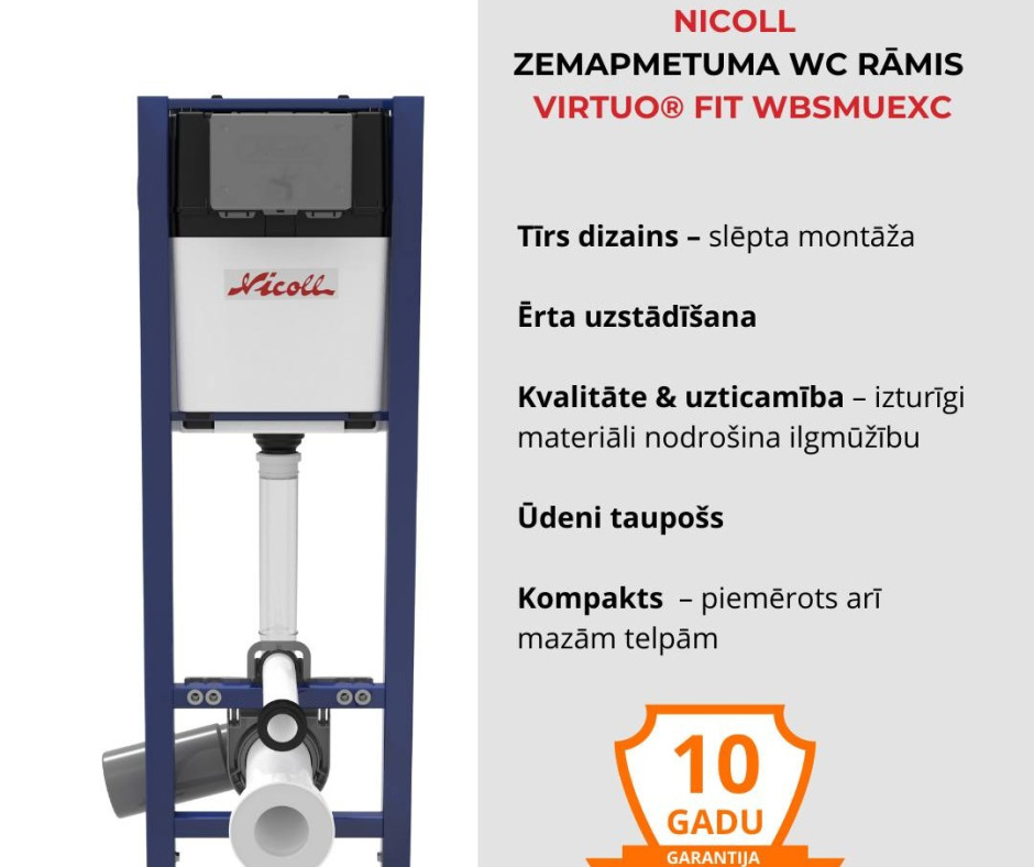 Potinkinis klozeto rėmas: „Nicoll Virtu FIT“ montavimas ir privalumai